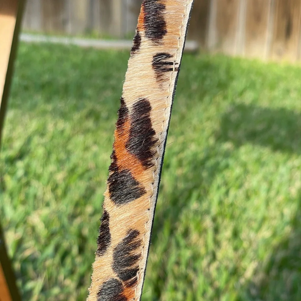 Leopard Print Belt with Gold Buckle - Picture 2 of 3